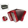 XG-08S-BCR private label  accordion 8 bass, 2 rows, B-C, diatonic, stepped panel, red, case and straps