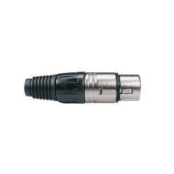   XLR-3-FV Boston  xlr plug, female, 3-pole, black cable cap, nickel