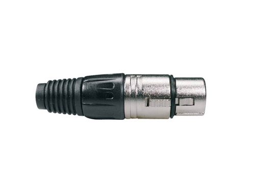 XLR-3-FV Boston  xlr plug, female, 3-pole, black cable cap, nickel