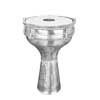 VDT-304 Vatan türkische Darbuka aus Aluminium – 18,5 cm Durchmesser, 34 cm Höhe, graviert, versilbert, Glockenrand, 5 Spannschrauben
